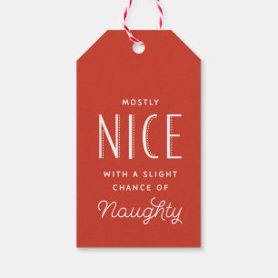 Mostly Nice Red Stripe Christmas Gift Tag