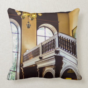 Moszna Castle Wooden Interior Architecture Throw Pillow