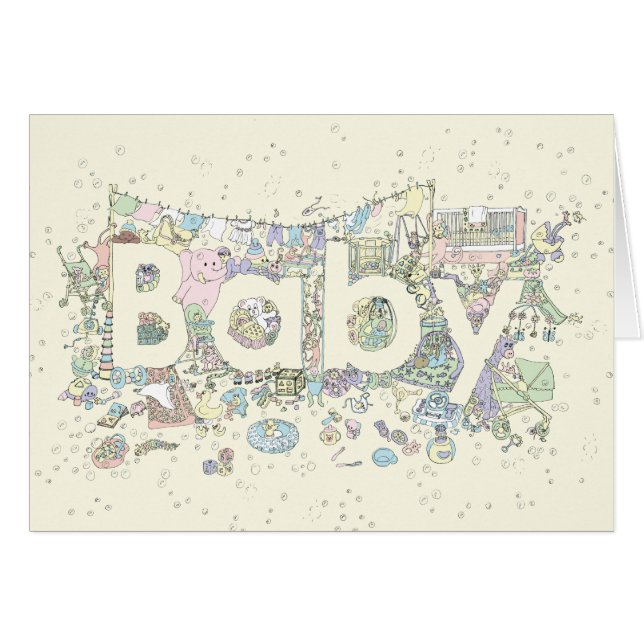 Mot Baby shower mignon Art Pastel Couleurs neutres (Devant horizontal)