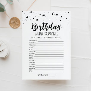 Mot d'anniversaire avec Réponses jeu Carte
