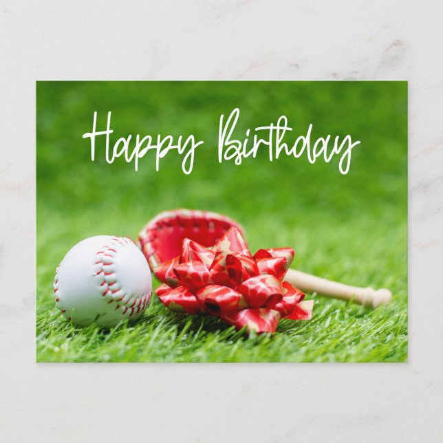 Mot d'anniversaire de baseball en vert pour Carte  (Devant)