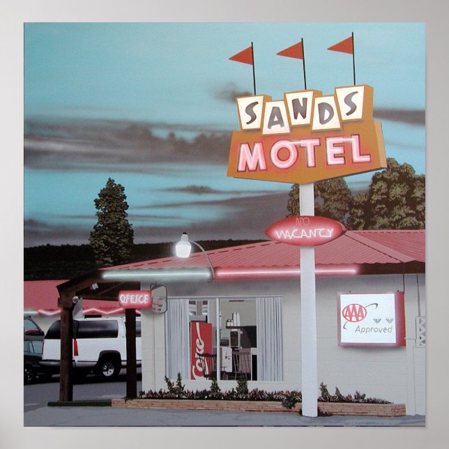 Motel Sands sur la Route 66 Poster Retro Neon (Devant)