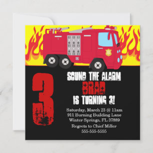 Moteur de camion feu mûre Invitation fête d'annive