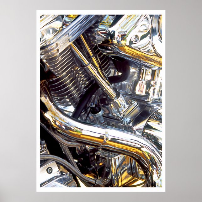 Moteur de moto, affiche (Devant)