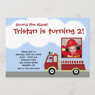 Moteur de pompiers * PHOTO* Invitation d'anniversa
