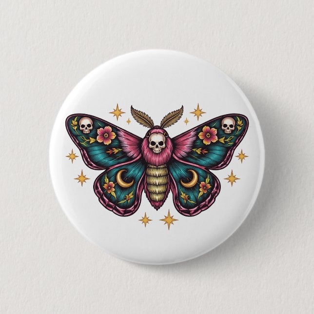 Moth 2 Inch Round Button (Front)