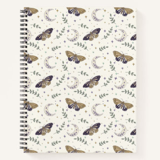 Moth and Moon Spiral Notebook 8.5"x11"