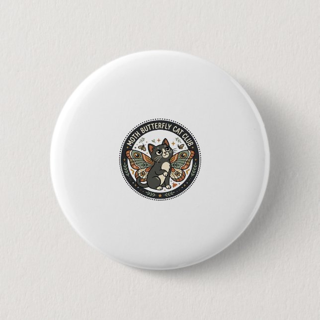 Moth Butterfly Cat POD Vector Art - Moth Butterfly 2 Inch Round Button (Front)