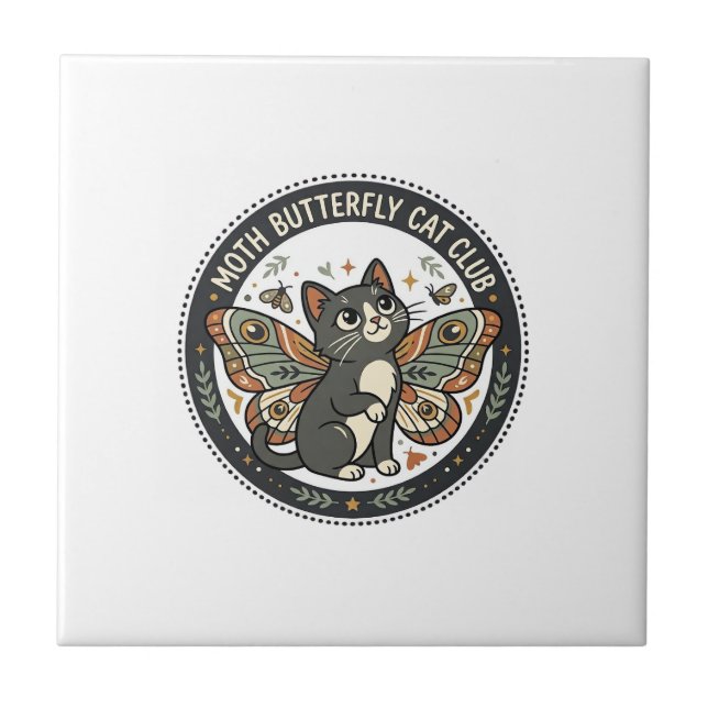 Moth Butterfly Cat POD Vector Art - Moth Butterfly Tile (Front)