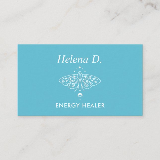 Moth Butterfly Moon Phase Reiki Practitioner Yoga Business Card (Front)