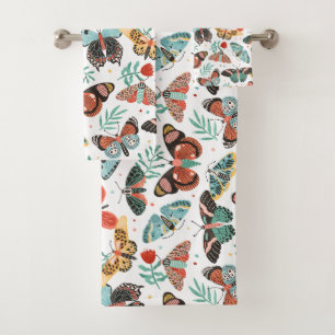 Moth Butterfly Pattern Bath Towel Set