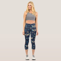 Moth Butterfly Pattern Capri Leggings