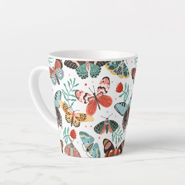 Moth Butterfly Pattern Latte Mug (Left Angle)