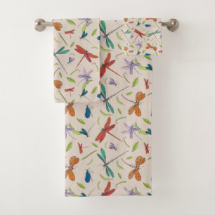 Moth Butterfly Pattern Latte Mug Bath Towel Set