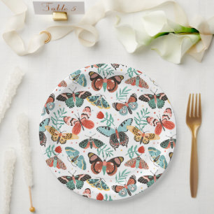 Moth Butterfly Pattern Paper Plate