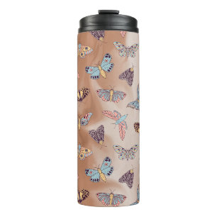 Moth Butterfly Pattern Thermal Tumbler