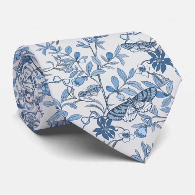 Moth Butterfly Pattern Tie (Rolled)