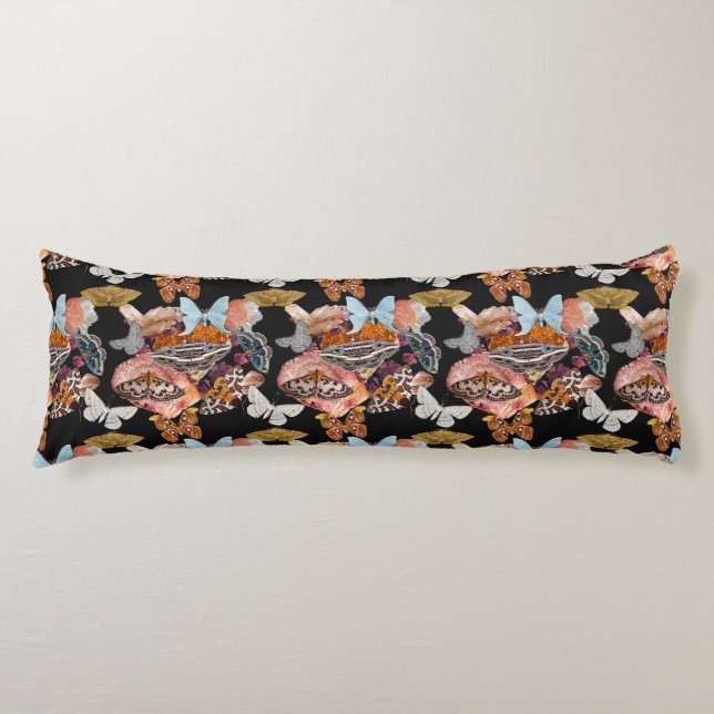 Moth Cotillion | Goblincore Long Body Pillow (Front)