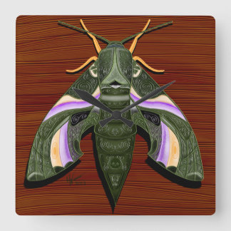 Moth Emboss Square Wall Clock