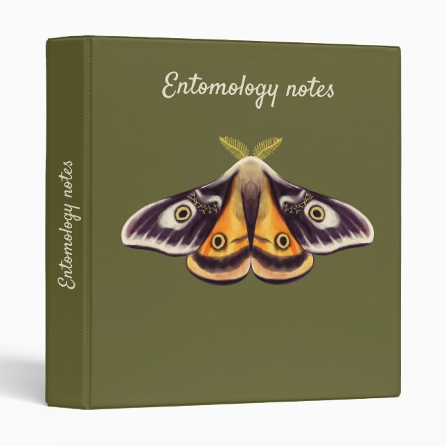 Moth Entomology Notes Insect Art Goblincore Green Binder (Front/Spine)