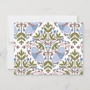 Moth floral pattern postcard