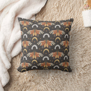 Moth Floral Pattern  Throw Pillow