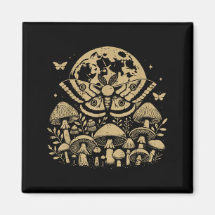 Moth Full Moon Mushroom Boho Aesthetic Occult Men Magnet