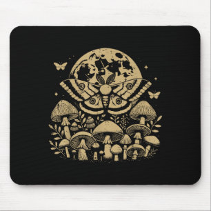 Moth Full Moon Mushroom Boho Aesthetic Occult Men  Mouse Pad