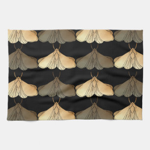 Moth in gold pattern kitchen towel