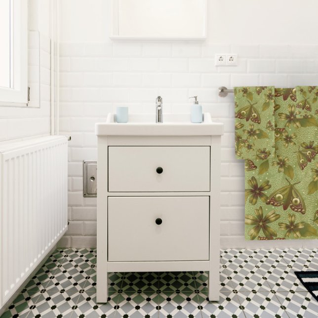 Moth Meadow Green botanical insect Bath Towel Set (Creator Uploaded)