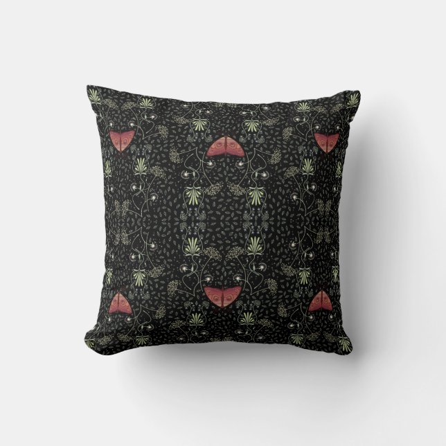 Moth Motif  Throw Pillow (Front)