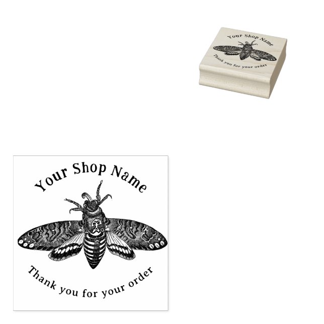 Moth of Death Template Small Business  Rubber Stamp (Stamped)