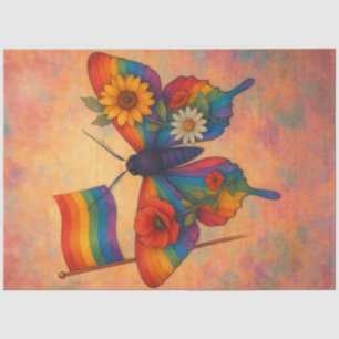 Moth of Pride and Blossoms Decoupage Paper