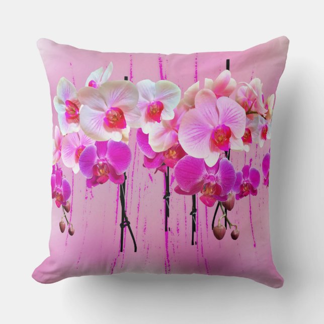 Moth Orchid Blossoms Art Print Throw Pillow (Front)