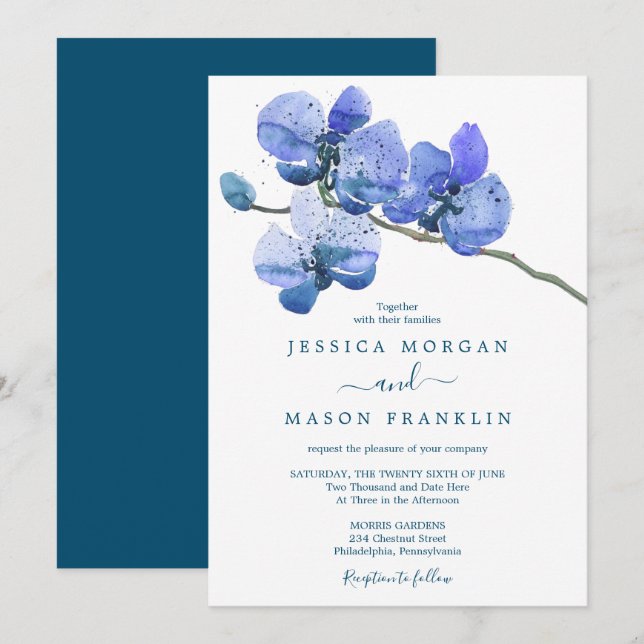 Moth Orchid Wedding Invitation Card (Front/Back)