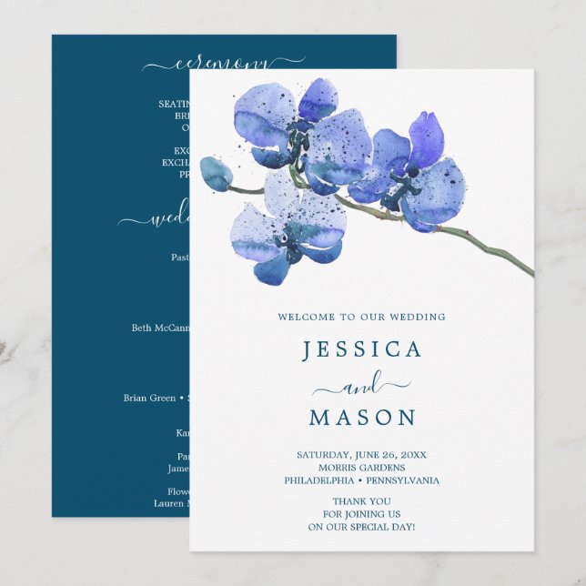 Moth Orchid Wedding Program (Front/Back)