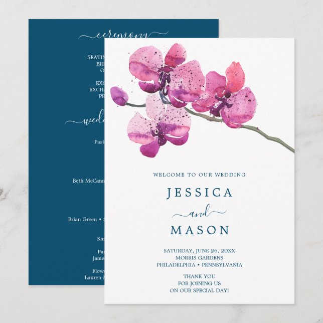 Moth Orchid Wedding Program (Front/Back)