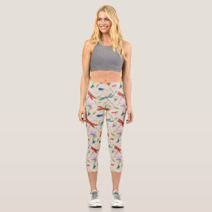 Moth Pattern  Capri Leggings