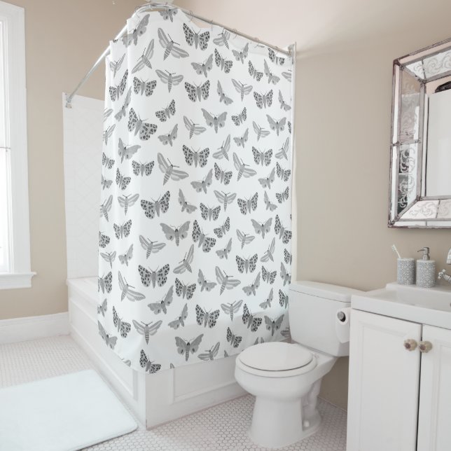 Moth Pattern Moths Cool Elegant Black Grey White (In Situ)