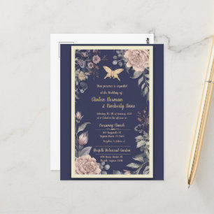 Moth, Rose & Thistle Wedding Postcard II