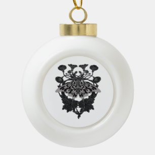 Moth Talisman - Whimsigoth Drawing - White Version Ceramic Ball Christmas Ornament