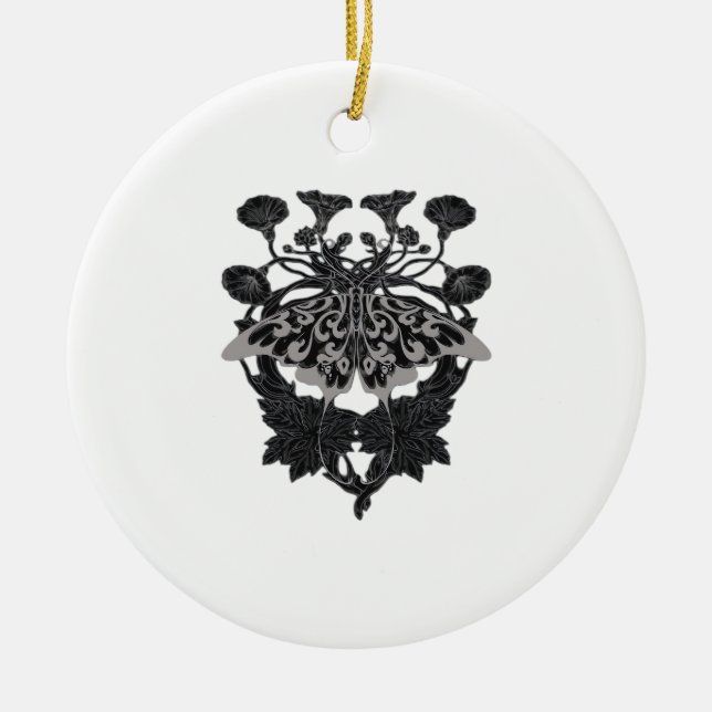 Moth Talisman - Whimsigoth Drawing - White Version Ceramic Ornament (Front)