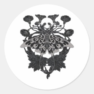 Moth Talisman - Whimsigoth Drawing - White Version Classic Round Sticker