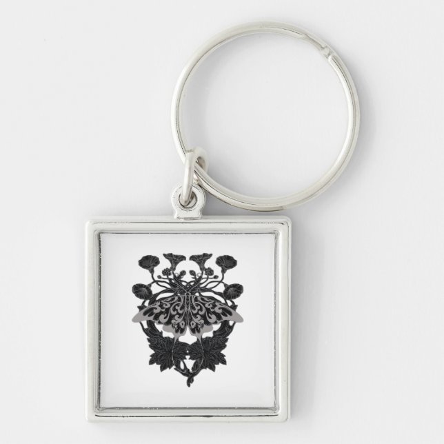 Moth Talisman - Whimsigoth Drawing - White Version Keychain (Front)