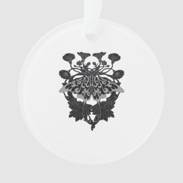 Moth Talisman - Whimsigoth Drawing - White Version Ornament (Front)