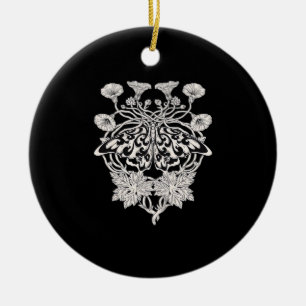 Moth Talisman - Whimsigoth Screenprint Style Drawi Ceramic Ornament