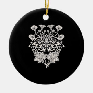 Moth Talisman - Whimsigoth Screenprint Style Drawi Ceramic Ornament