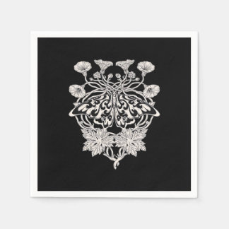 Moth Talisman - Whimsigoth Screenprint Style Drawi Napkin