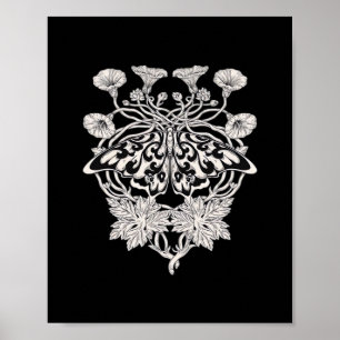 Moth Talisman - Whimsigoth Screenprint Style Drawi Poster