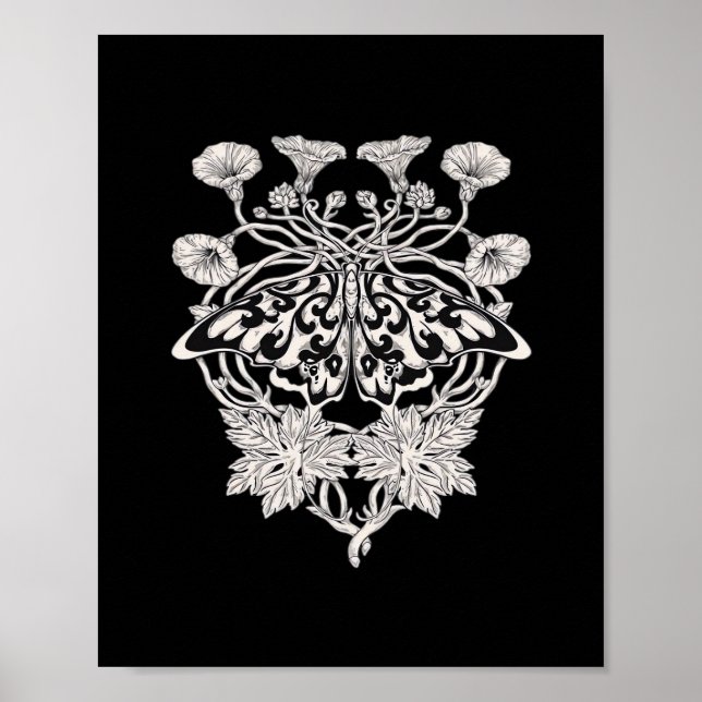 Moth Talisman - Whimsigoth Screenprint Style Drawi Poster (Front)